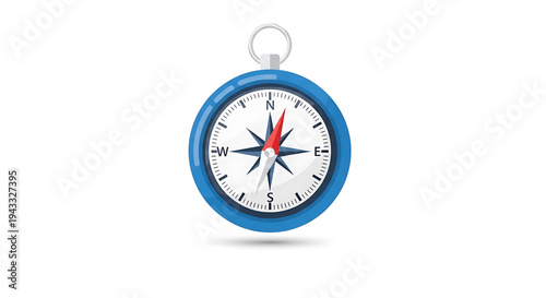Navigational compass with red needle pointing north on white background symbolizing direction guidance and exploration for travel and adventure concepts isolated graphic resource