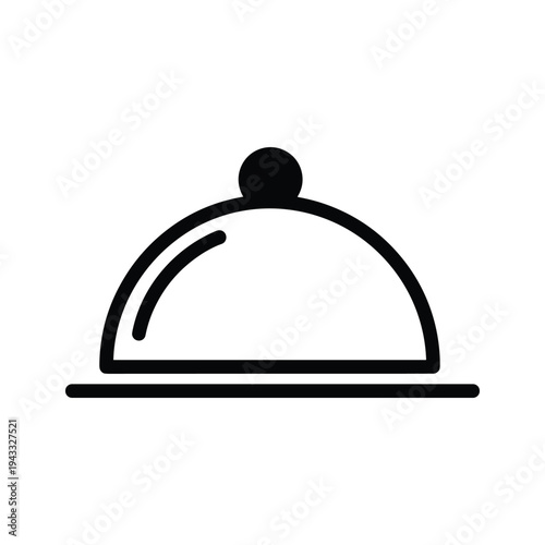 Restaurant food cloche icon, serving dish symbol, simple black and white graphic
