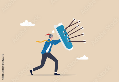 Shield protection from threats, security attack or business risk, insurance or safety guard to protect from threatening concept, strong businessman with armor and shield to protect from bow arrows