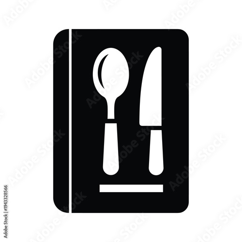 Simple Cookbook Icon with Spoon and Knife - Culinary Art
