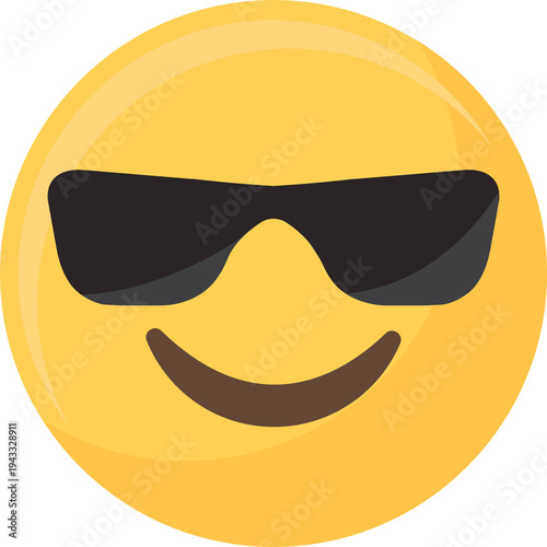 Cool Emoji Face Wearing Black Sunglasses Vector Icon