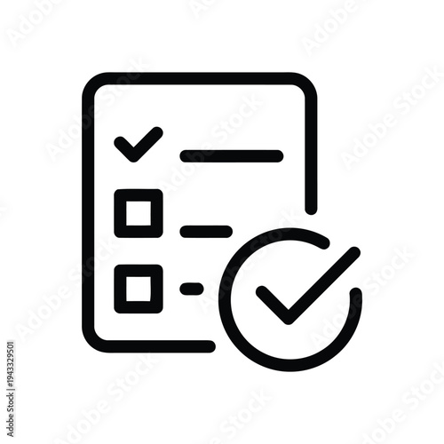 Checklist icon with completed tasks and tick mark, symbolizing organization, planning, and successful completion of goals, to do list management graphic