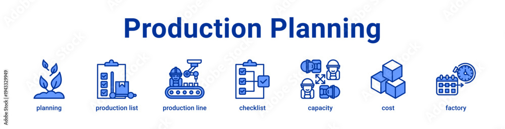 Fototapeta premium Production Planning Icon Banner and Collection