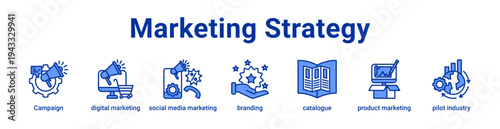 Marketing Strategy Icon Banner and Collection