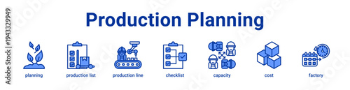 Production Planning Icon Banner and Collection
