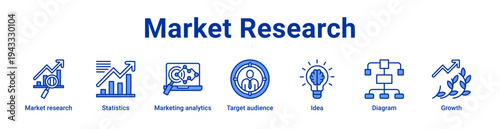 Market Research Icon Banner and Collection