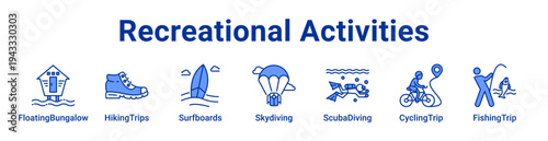 Recreational Activities Icon Banner and Collection
