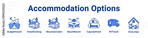 Accommodation Options Icon Banner and Collection
