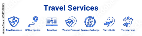 Travel Services Icon Banner and Collection