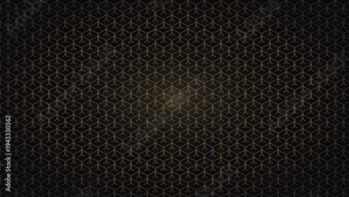 Luxury Golden Geometric Hexagon Pattern on Dark Black Background