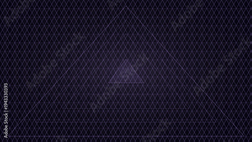 Abstract Dark Purple Geometric Grid Background with Concentric Triangles and Digital Mesh Pattern