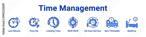 Time Management Icon Banner and Collection