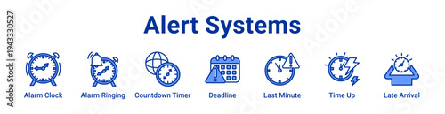 Alert Systems Icon Banner and Collection