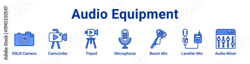 Audio Equipment Icon Banner and Collection