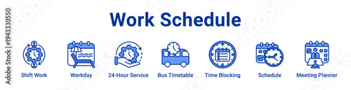 Work Schedule Icon Banner and Collection