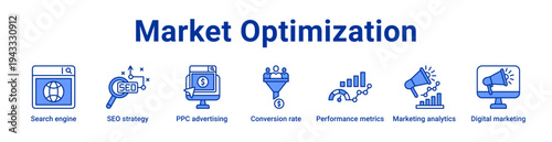 -Market Optimization Icon Banner and Collection