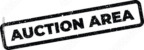 Grungy rectangular stamp featuring the text AUCTION AREA, useful for denoting specific zones in event or sale materials