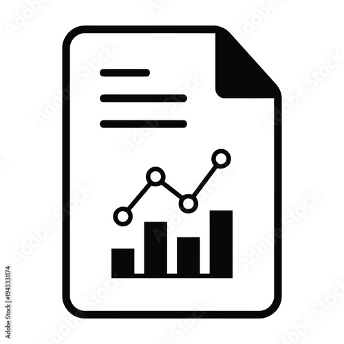 Document with financial chart and graph representing business report analytics and statistical data visualization for market research and presentation