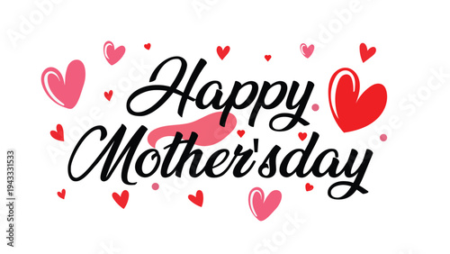 Happy mothers day greeting card with colorful hearts
