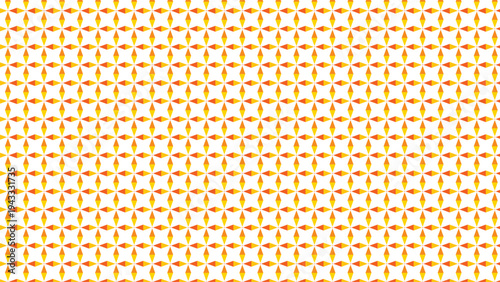 Vibrant seamless geometric pattern with orange and yellow diamond shapes on clean white background