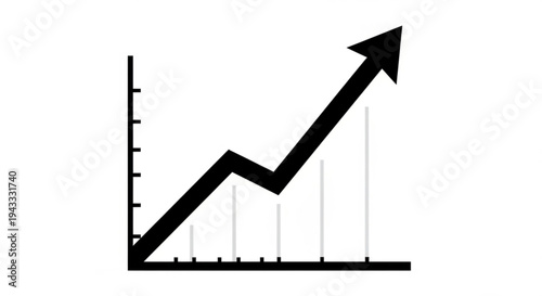 A vector graphic illustration of a line graph with an upward trend and an arrow pointing to success