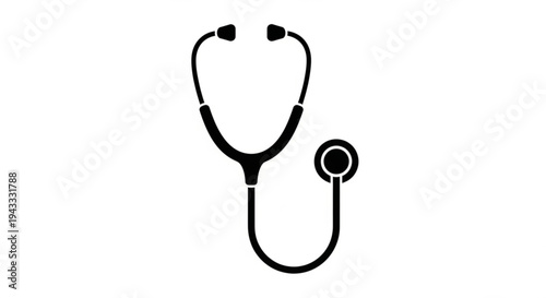 A simple black stethoscope icon on a white background