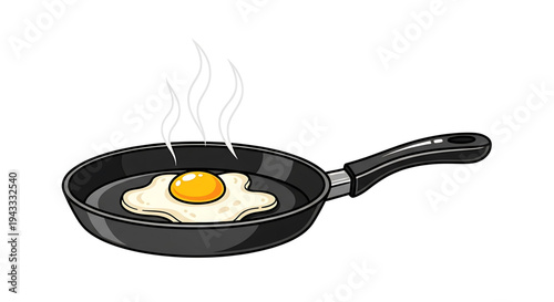 Healthy breakfast preparation sunny side up egg frying in a non stick skillet with steam rising capturing the essence of wholesome morning cuisine and culinary delight
