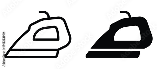 Line Art Illustration of an Iron Icon in Two Different Styles
