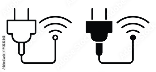 Power Plug and Wireless Connection Icon Set for Electrical Technology Use