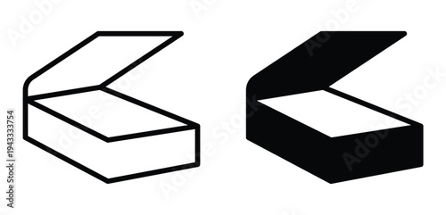 Two Simple Box Icons in Outline and Filled Style for Graphic Design