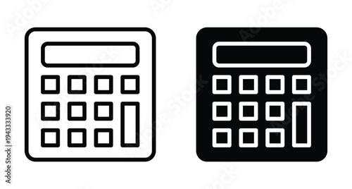 Black and White Calculator Icons for Design and Digital Applications