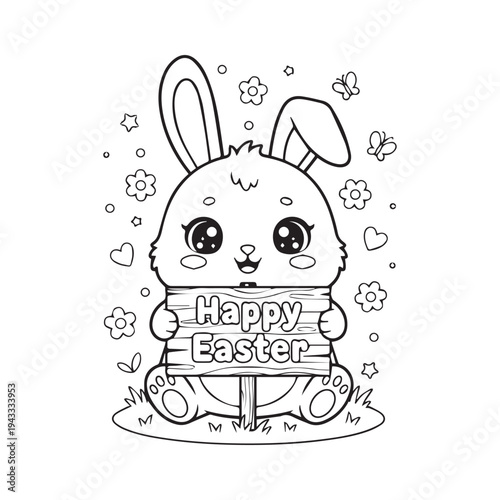 Cute Kawaii Easter Coloring pages Kids