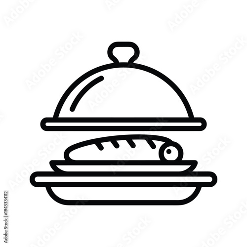 Restaurant Food Service Icon - Cloche Dish with Meal