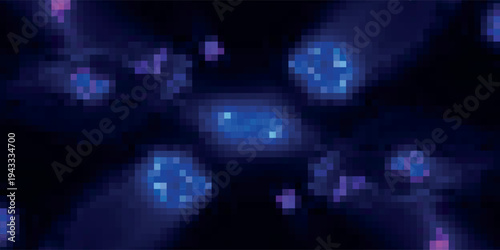 Purple Yellow looped abstract psychedelic digital cyberspace code. Concept glitch background 3D Illustration as crypto currency, NFT, video gaming overlay with cryptography hex code for live stream.