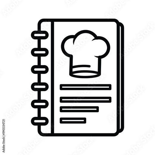 Chef Hat and Recipe Book Icon: Cooking, Culinary, and Recipe Management Symbol
