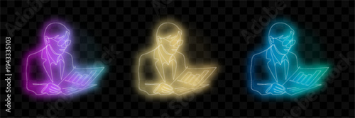 People with Laptops, Neon Colors