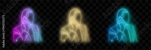 Neon Figures With Hoods