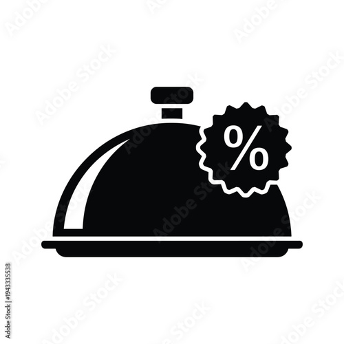 Restaurant Discount Icon: Food Cloche with Percentage Symbol