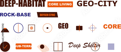 Deep Habitat Core Living Geo City Rock Base Abstract Icons Vector Graphic Concept Illustration