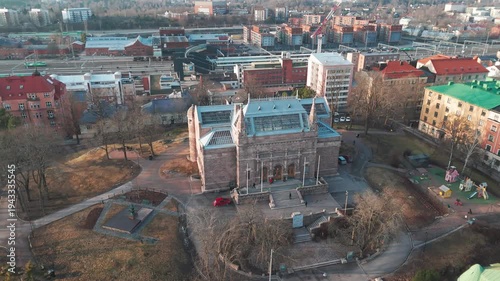 Aerial view of Turku Art Museum (Turun taidemuseo) on Puolalanmäki hill, Finland.