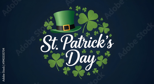 St patricks day celebration with shamrocks and leprechaun hat
