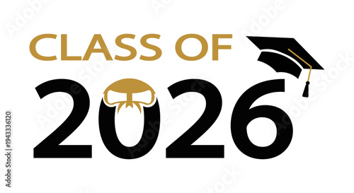 Class of 2026 graduation cap and diploma graphic design