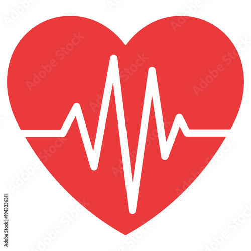 Red heart symbol with a white electrocardiogram line representing heartbeat