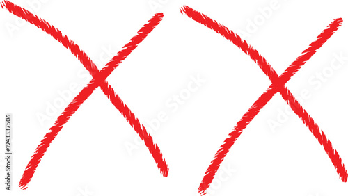 Red Brush cross Set, Hand Drawn cross sign, In Vector Design