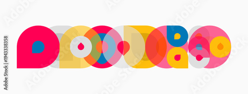 Colorful overlapping circles create abstract pattern. Bright hues dominate composition, offering playful visual experience. Simple shapes, modern design.