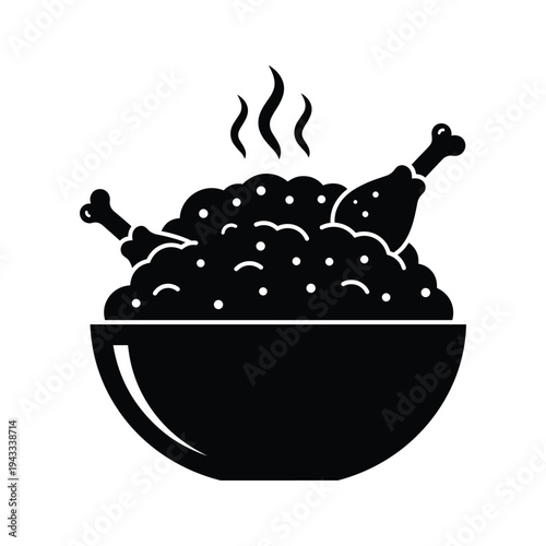 Hot Food Bowl with Chicken Drumsticks Icon