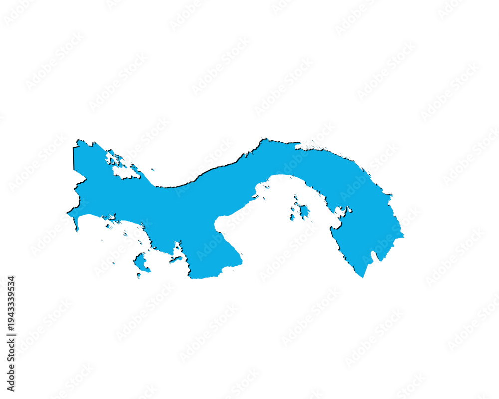 Fototapeta premium Map of Panama, sign silhouette. World Map Globe. Vector Illustration isolated on white background. Central America continent.