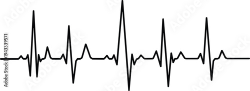Heartbeat ECG line waveform illustration, cardiology pulse monitor signal, medical heart rhythm graph isolated, healthcare heartbeat line design concept