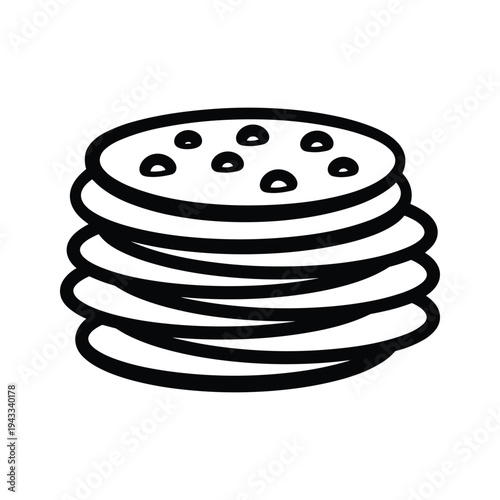 Stack of Pancakes Icon - Simple Outline Drawing