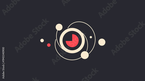 Abstract geometric design with circles and lines on dark background